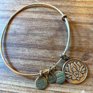 3/$20 — Alex and Ani Lotus Flower Gold Charm Bracelet adjustable Bangle boho